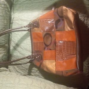 Strada Multicolor Patch Style Satchel Bag Purse